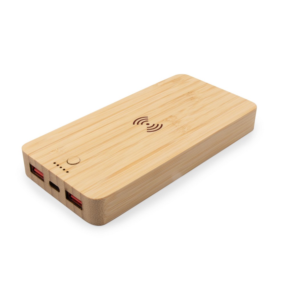 Bambusowy bezprzewodowy power bank 8000 mAh B'RIGHT