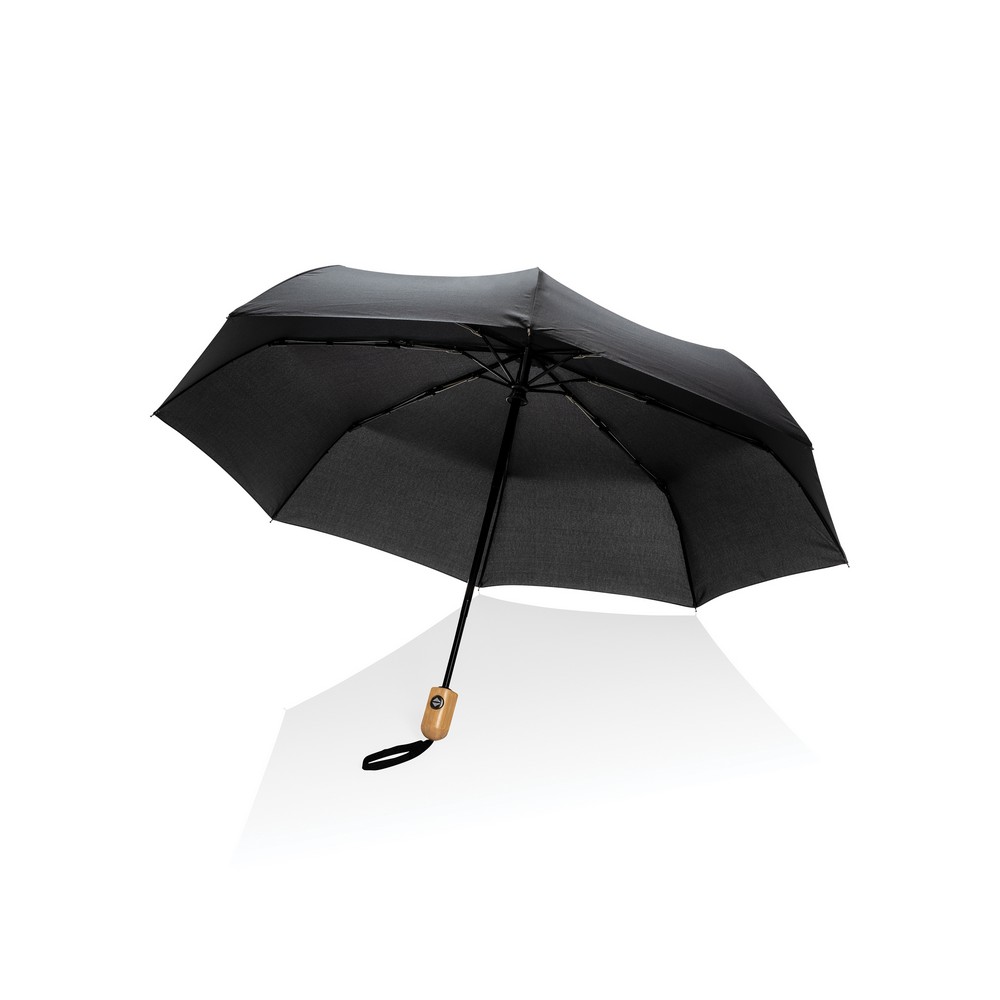 Bambusowy parasol automatyczny 21" AWARE™ RPET - czarny