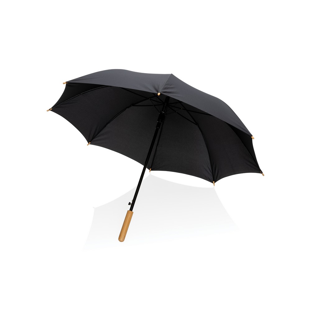 Bambusowy parasol automatyczny 23" AWARE™ RPET - czarny